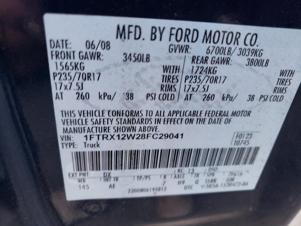 Lot #3020628937 2008 FORD F150