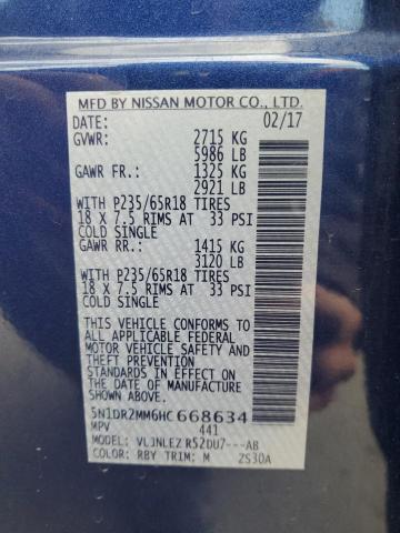 2017 NISSAN PATHFINDER - 5N1DR2MM6HC668634