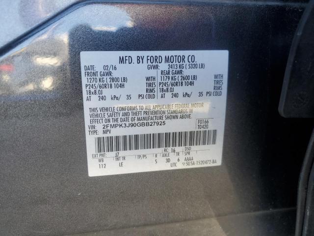 VIN 2FMPK3J90GBB27925 2016 FORD EDGE no.13