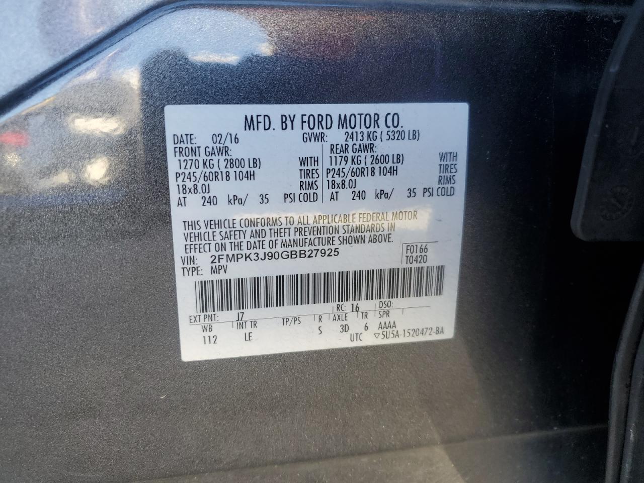 Lot #3030675117 2016 FORD EDGE SEL