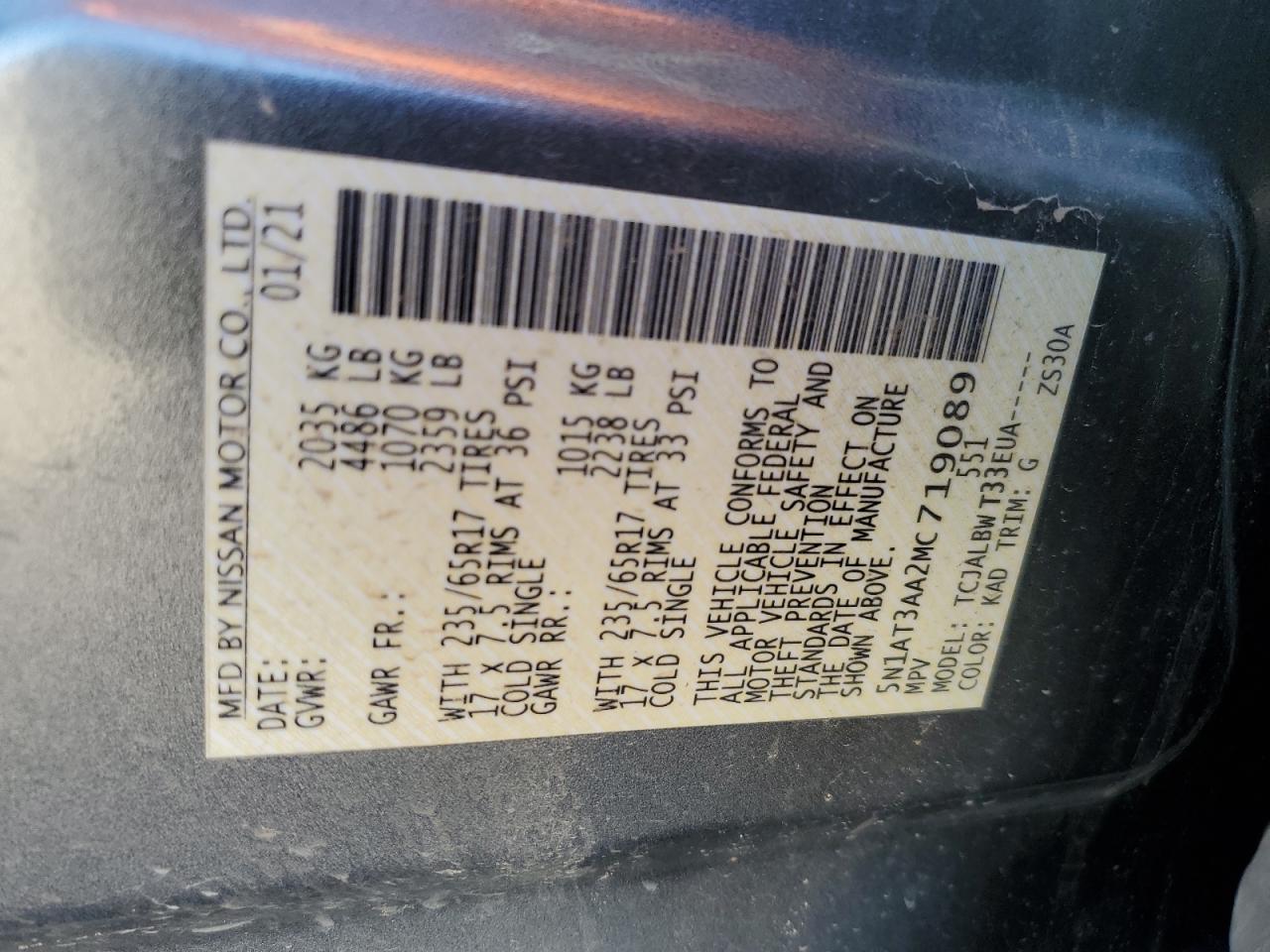 Lot #3029624079 2021 NISSAN ROGUE S