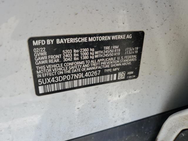 2022 BMW X3 SDRIVE3 - 5UX43DP07N9L40267