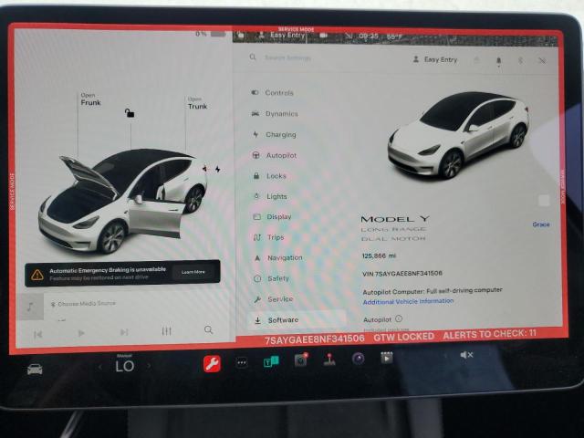 VIN 7SAYGAEE8NF341506 2022 TESLA MODEL Y no.9