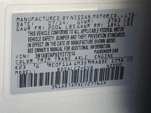 VIN 3N1AB7APXEY277614 2014 Nissan Sentra, S no.13