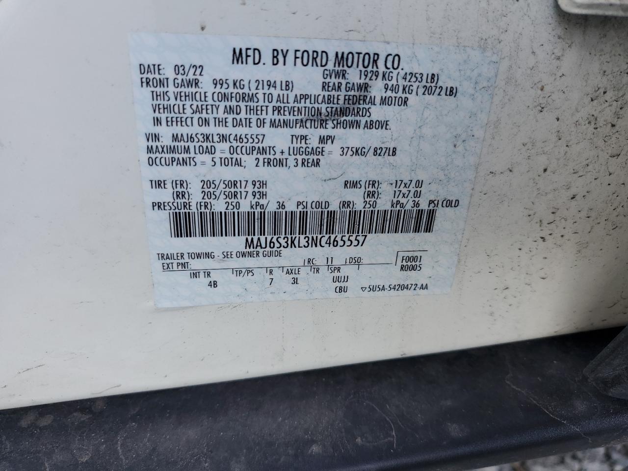 Lot #3024950361 2022 FORD ECOSPORT T