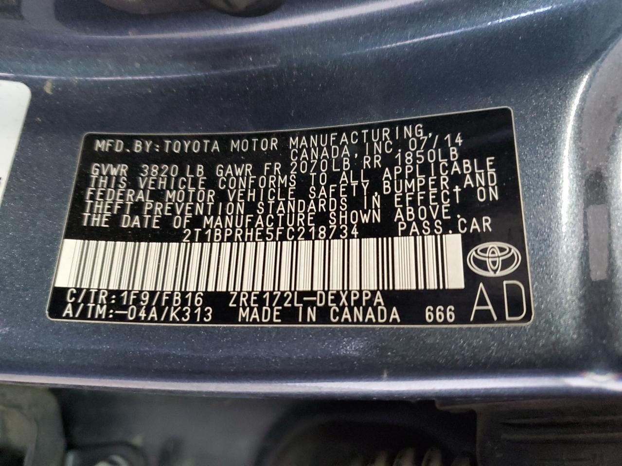 Lot #2992063149 2015 TOYOTA COROLLA EC