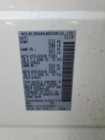 2019 NISSAN PATHFINDER - 5N1DR2MN4KC618279