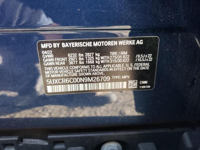 2022 BMW X5 XDRIVE4 - 5UXCR6C00N9M26709