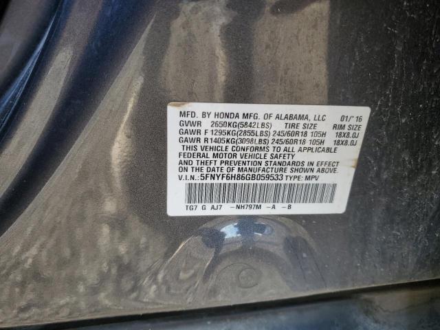 2016 HONDA PILOT EXL - 5FNYF6H86GB059533