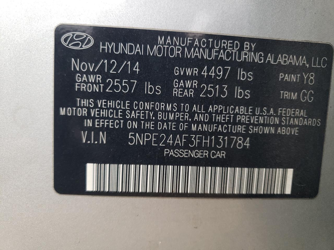 Lot #3020834687 2015 HYUNDAI SONATA SE