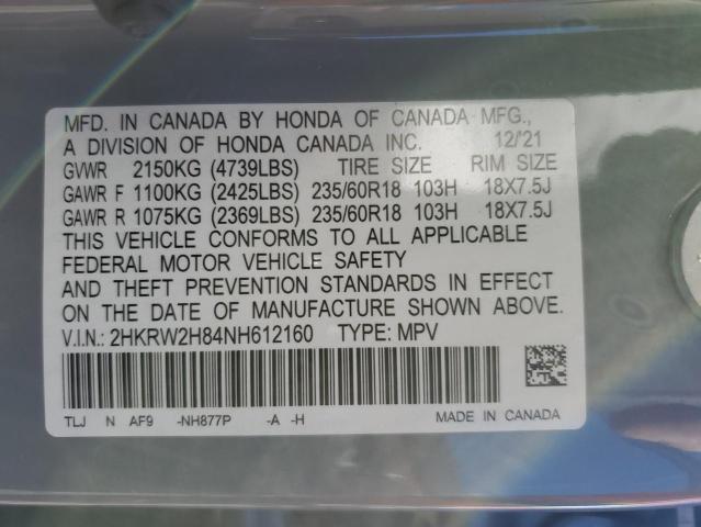 2022 HONDA CR-V EXL - 2HKRW2H84NH612160