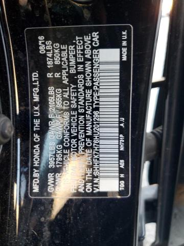 2017 HONDA CIVIC EXL - SHHFK7H76HU201296