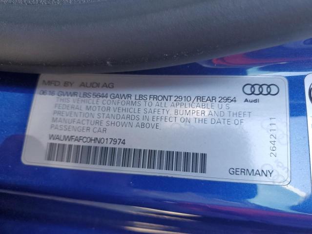 2017 AUDI S7 PREMIUM WAUWFAFC0HN017974