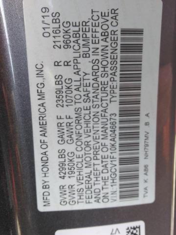 2019 HONDA ACCORD LX - 1HGCV1F10KA046673
