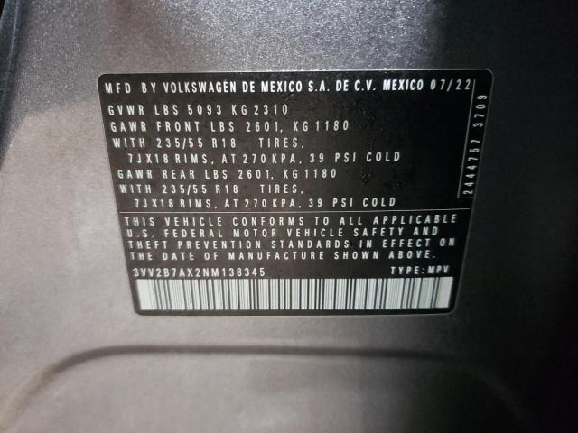 2022 VOLKSWAGEN TIGUAN SE - 3VV2B7AX2NM138345