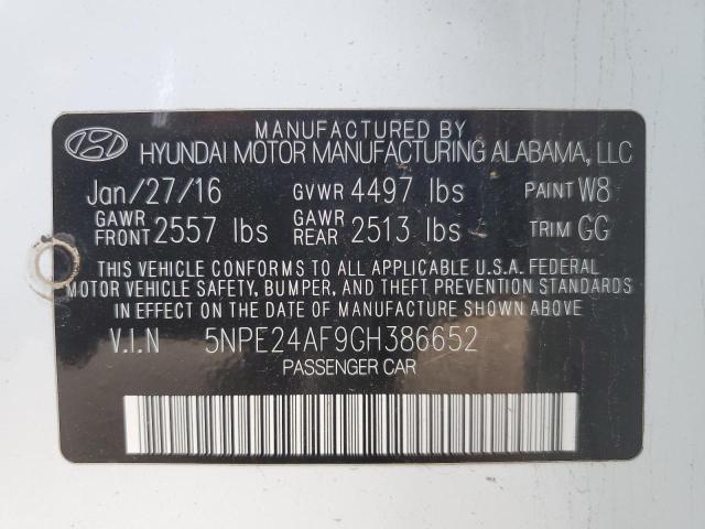 VIN 5NPE24AF9GH386652 2016 HYUNDAI SONATA no.12