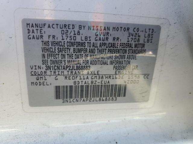 2018 NISSAN VERSA S - 3N1CN7AP2JL868883