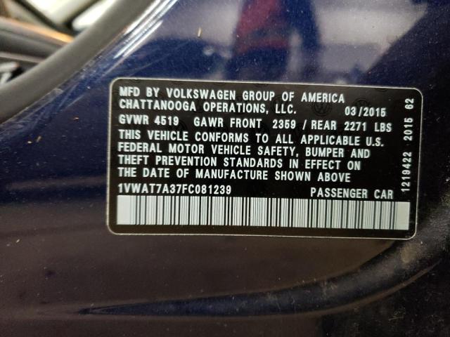 2015 VOLKSWAGEN PASSAT S - 1VWAT7A37FC081239
