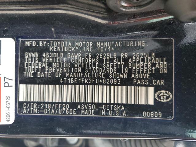 2015 TOYOTA CAMRY LE - 4T1BF1FK3FU482093