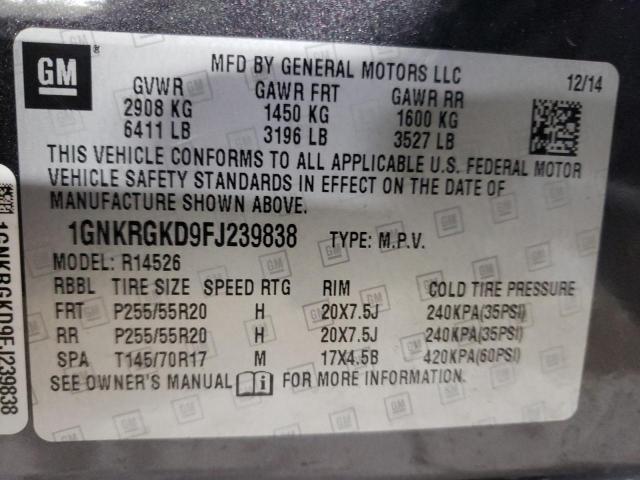 VIN 1GNKRGKD9FJ239838 2015 CHEVROLET TRAVERSE no.13