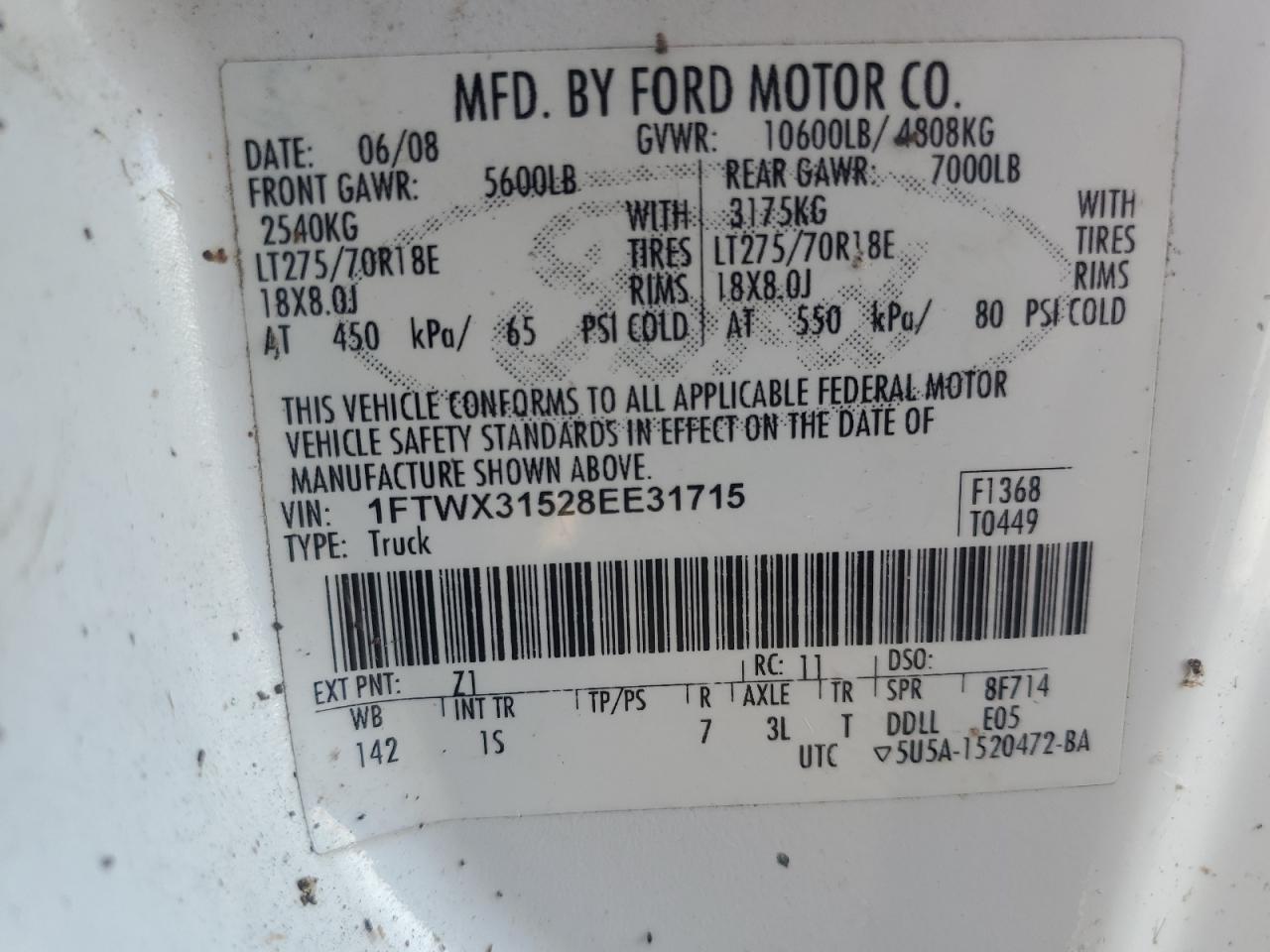 Lot #2991350358 2008 FORD F350 SRW S