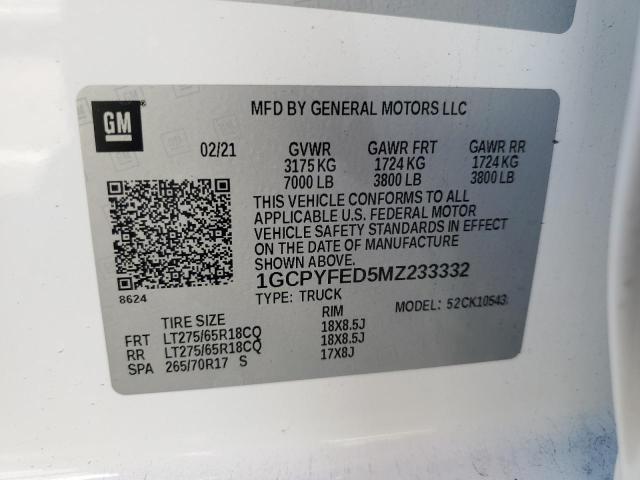 VIN 1GCPYFED5MZ233332 2021 CHEVROLET ALL MODELS no.13