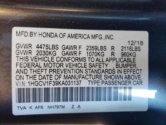 2019 HONDA ACCORD SPO - 1HGCV1F39KA031137