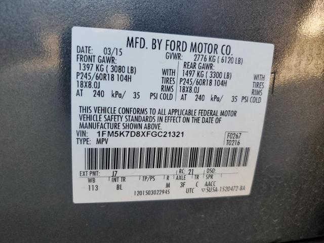 2015 FORD EXPLORER X - 1FM5K7D8XFGC21321