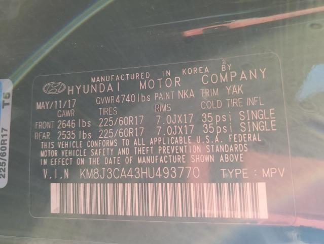 VIN KM8J3CA43HU493770 2017 Hyundai Tucson, Limited no.13