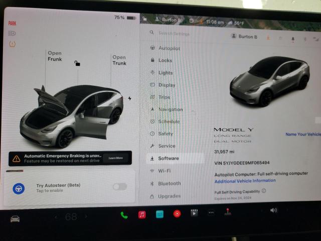 VIN 5YJYGDEE9MF065494 2021 TESLA MODEL Y no.9