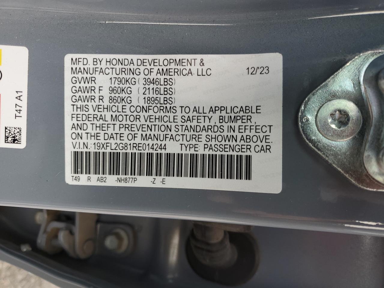 Lot #3025697307 2024 HONDA CIVIC SPOR