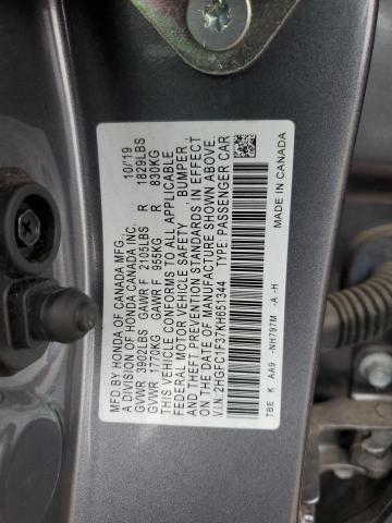 2HGFC1F37KH651344 2019 HONDA CIVIC