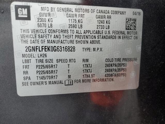 2016 CHEVROLET EQUINOX LT - 2GNFLFEK0G6316828