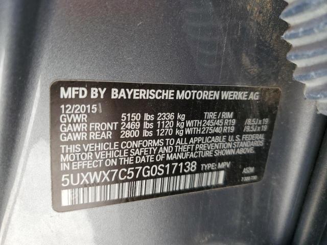 VIN 5UXWX7C57G0S17138 2016 BMW X3 no.13