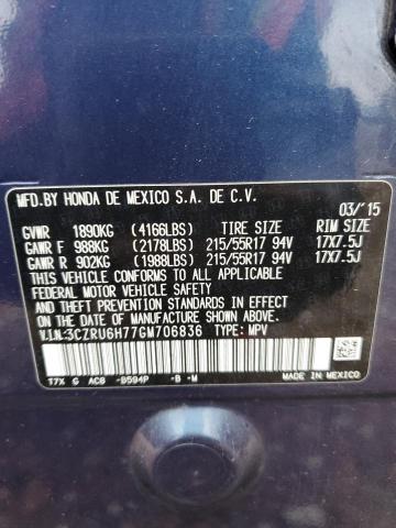2016 HONDA HR-V EXL - 3CZRU6H77GM706836