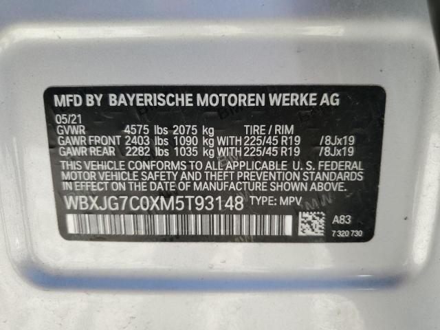 VIN WBXJG7C0XM5T93148 2021 BMW X1 no.13