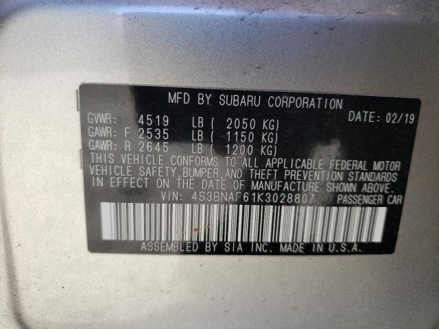 2019 SUBARU LEGACY 2.5 - 4S3BNAF61K3028807