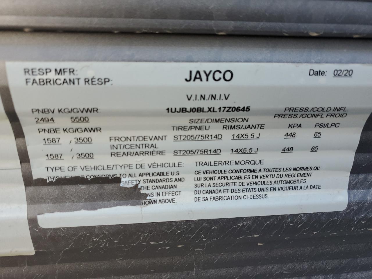 Lot #3027015958 2020 JAYCO JAY FLIGHT