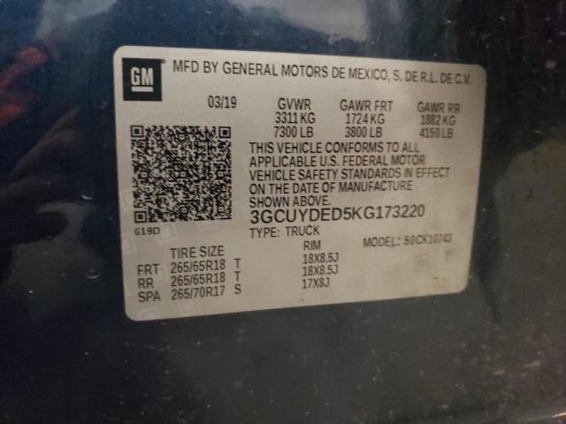 2019 CHEVROLET 1500 - 3GCUYDED5KG173220