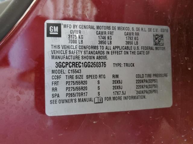 2016 CHEVROLET SILVERADO - 3GCPCREC1GG260376