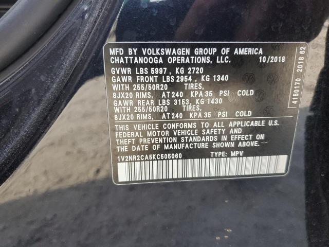 2019 VOLKSWAGEN ATLAS SEL - 1V2NR2CA5KC505060