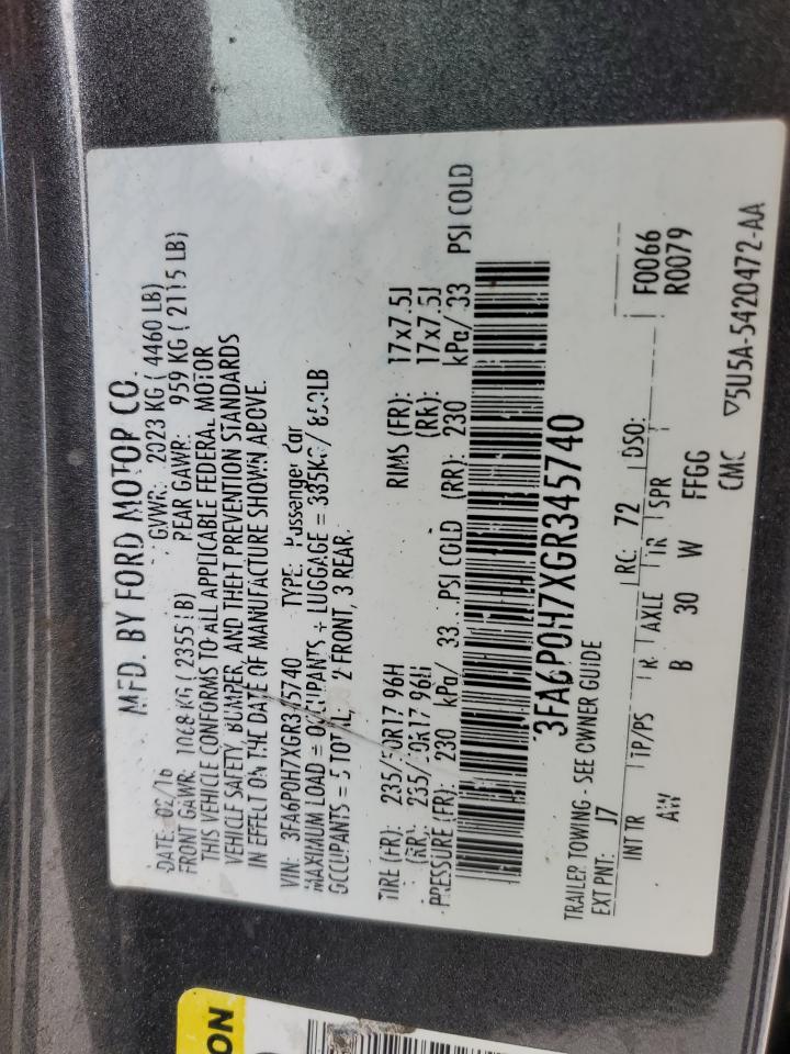 Lot #2996171405 2016 FORD FUSION SE