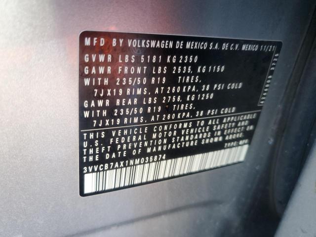 2022 VOLKSWAGEN TIGUAN SE - 3VVCB7AX1NM035874