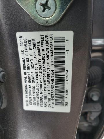 VIN 19XFB2F80FE070854 2015 Honda Civic, EX no.12