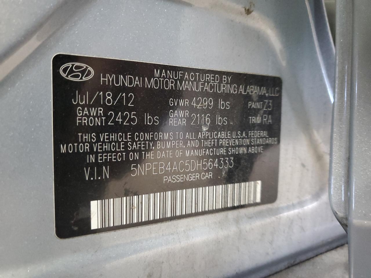 Lot #3026041976 2013 HYUNDAI SONATA GLS