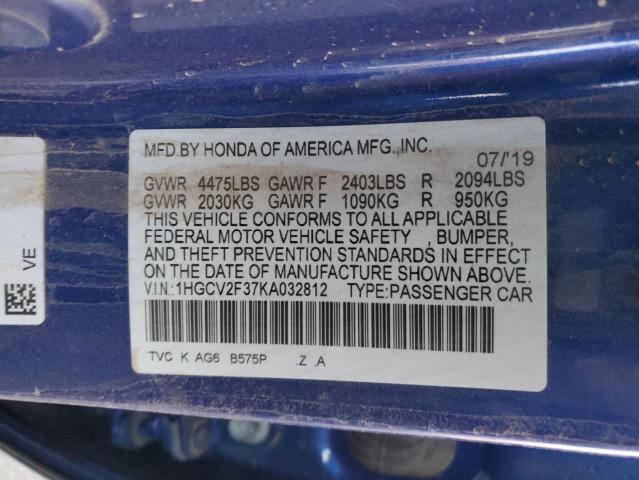 VIN 1HGCV2F37KA032812 2019 HONDA ACCORD no.13