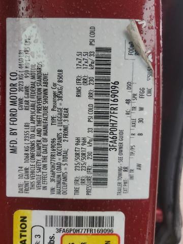2015 FORD FUSION SE - 3FA6P0H77FR169096