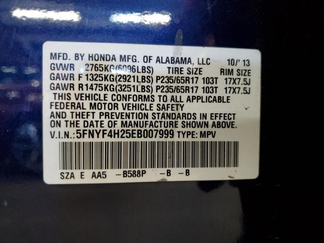 VIN 5FNYF4H25EB007999 2014 HONDA PILOT no.13