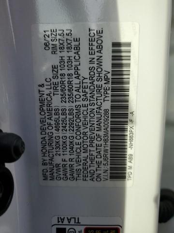 2021 HONDA CR-V EXL - 5J6RW1H83MA009288