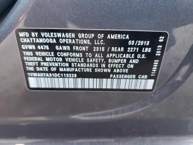 VIN 1VWAH7A31DC113228 2013 VOLKSWAGEN PASSAT no.12